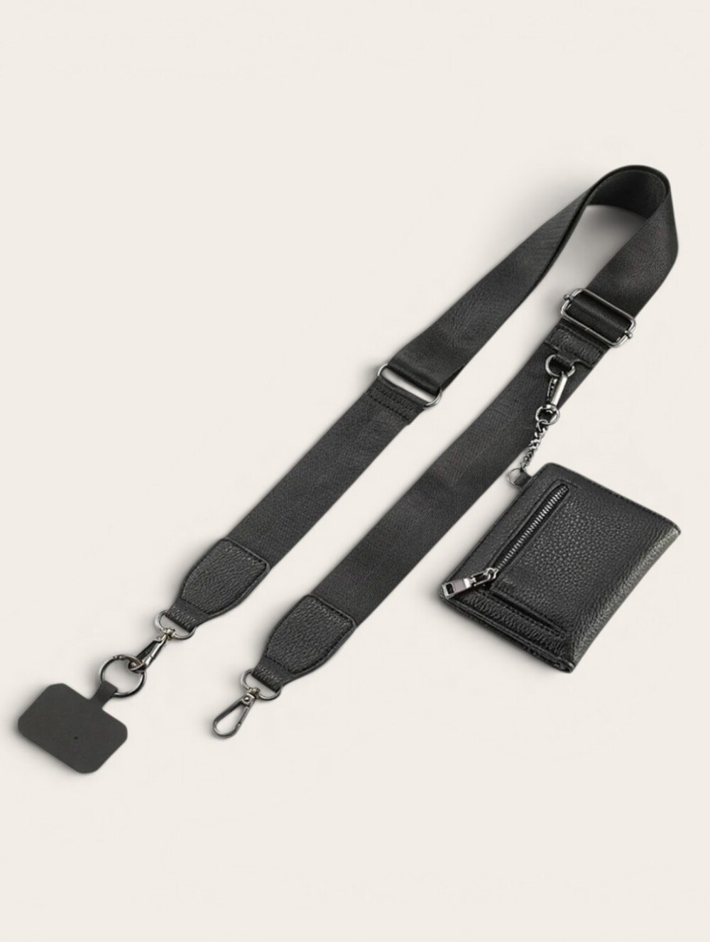 Clip and Go Adjustable Lanyard /  Crossbody Phone Strap w/ Wallet - Black ~ NWT